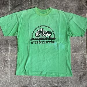 Men's Vintage 90's Ben & Jerry's Ice Cream Hebrew Logo Green T Shirt Tee Sz M